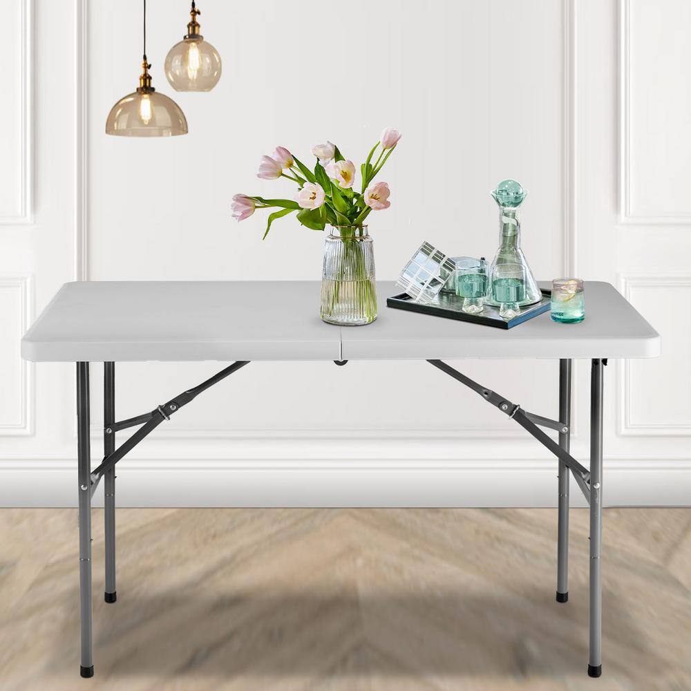 48-Inch Gray Metal and Plastic Folding Camping Table