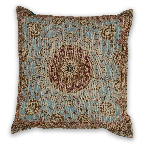 Kas Rugs Morocco Blue Geometric Hypoallergenic Polyester 18 in. x 18 in. Throw Pillow