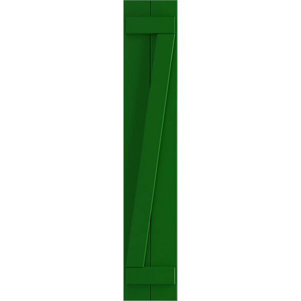 Ekena Millwork True Fit 10-3/4 in. x 37 in. PVC 2-Joined Board and Batten Shutters with Z-Bar Pair in Viridian Green