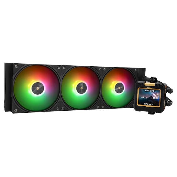 FW360 ARGB AIO Liquid CPU Cooler IPS LCD Screen 2.4 inch Display Black Efficient Quiet Cooling System 1 Piece