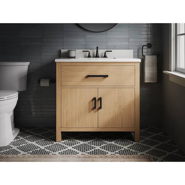 KOHLER Kresla 36.97in. Single Sink Freestanding White Bath Vanity with White Quartz Top Assembled