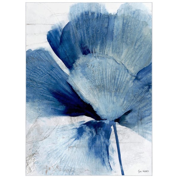 Empire Art Direct Blue 8 ft. x 10 ft. Inky Flower II Washable Art Area Rug
