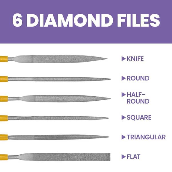 ZENPORT 6-Piece Diamond File Set Assorted Types, 6.25 in. Long