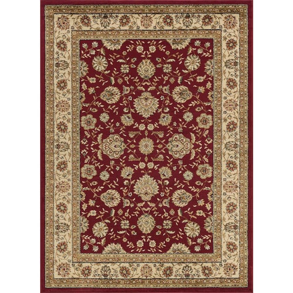 Tayse Rugs Elegance Floral Red 8 ft. x 10 ft. Indoor Area Rug ELG5140 ...