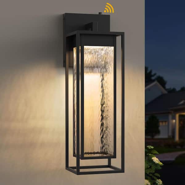 23 in. Black Modern Dusk to Dawn LED Outdoor Exterior Garage Front Porch Wall Lights Sconces Lighting Fixtures