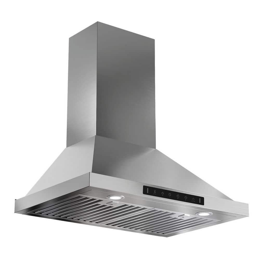 30 Inch Stainless Steel Convertible Wall Mount Range Hood with LED Lights