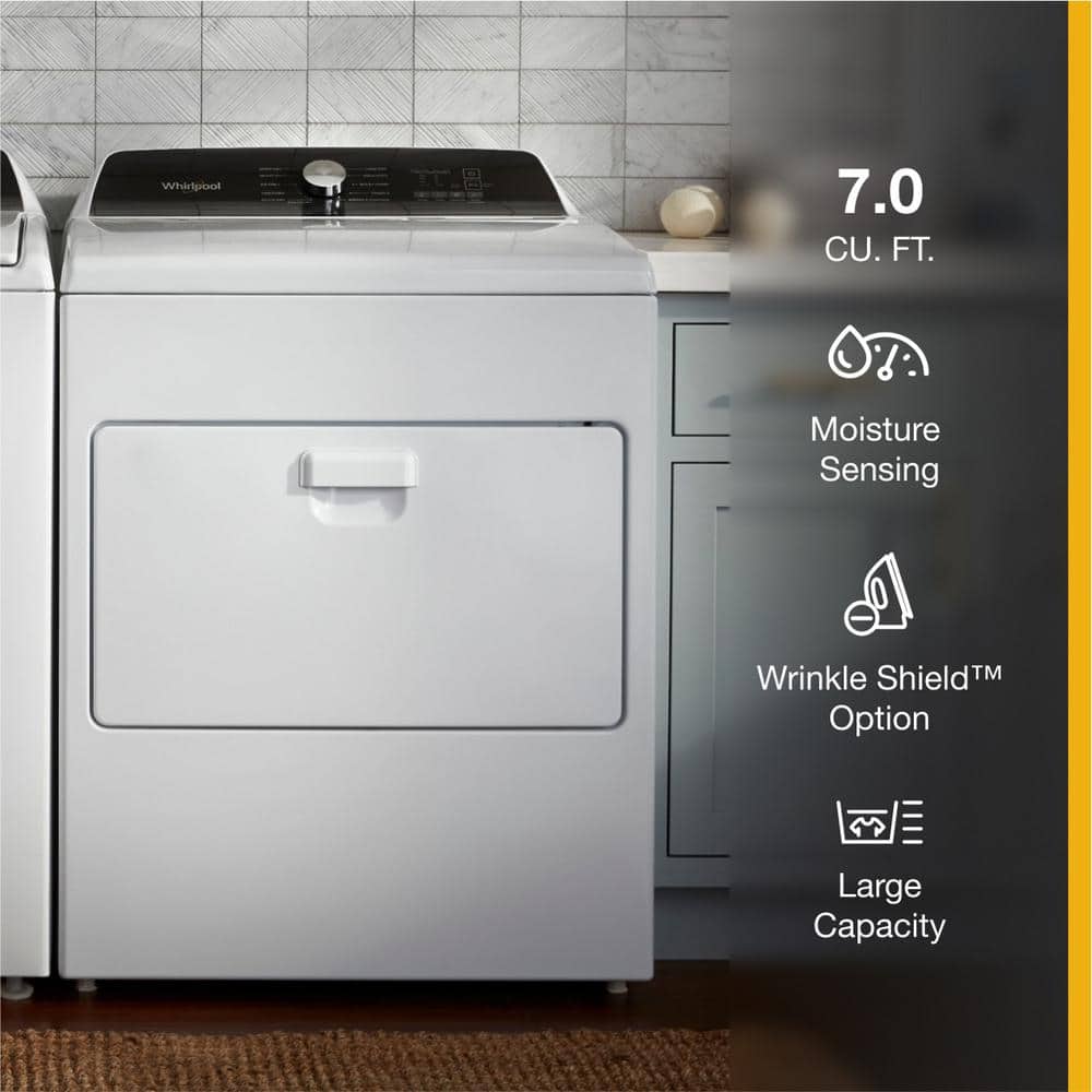 White 7.0 cu ft Electric Front Load Dryer with Moisture Sensing