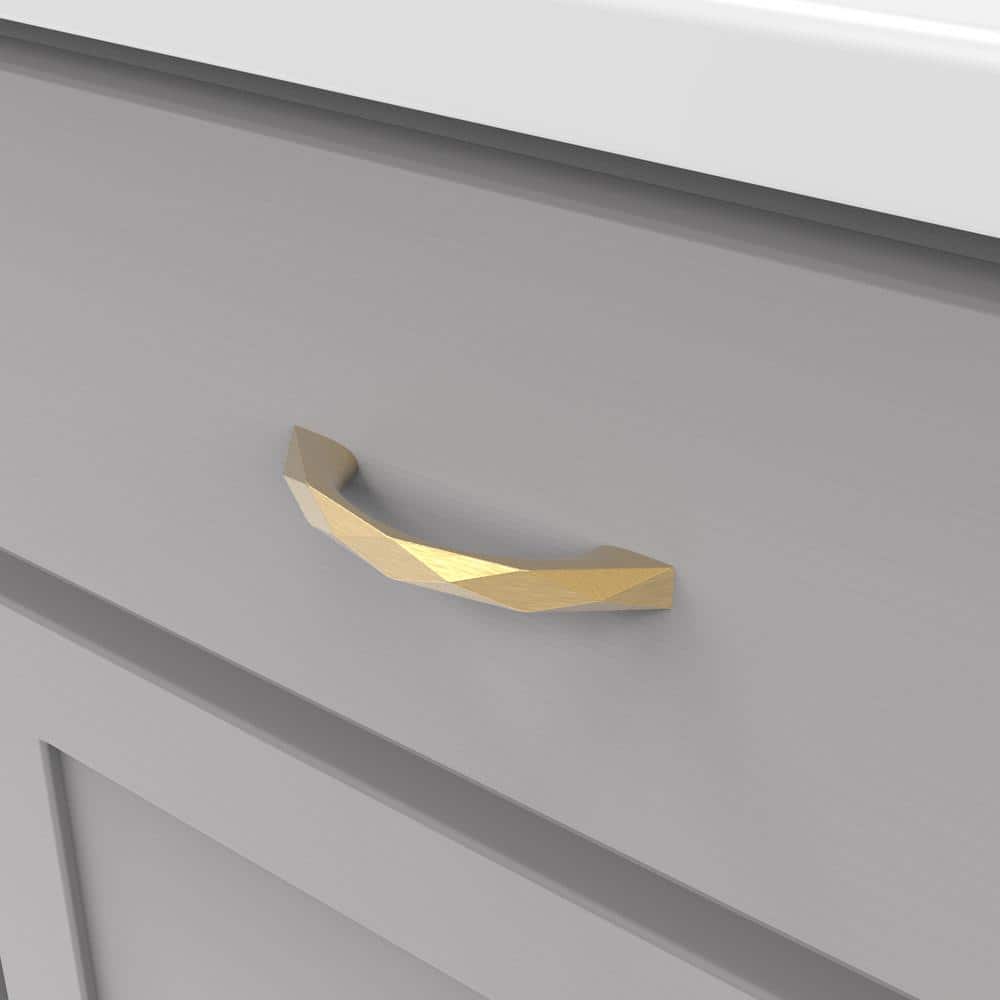 Brushed Golden Brass Modern Kitchen Cabinet Pulls, 3"