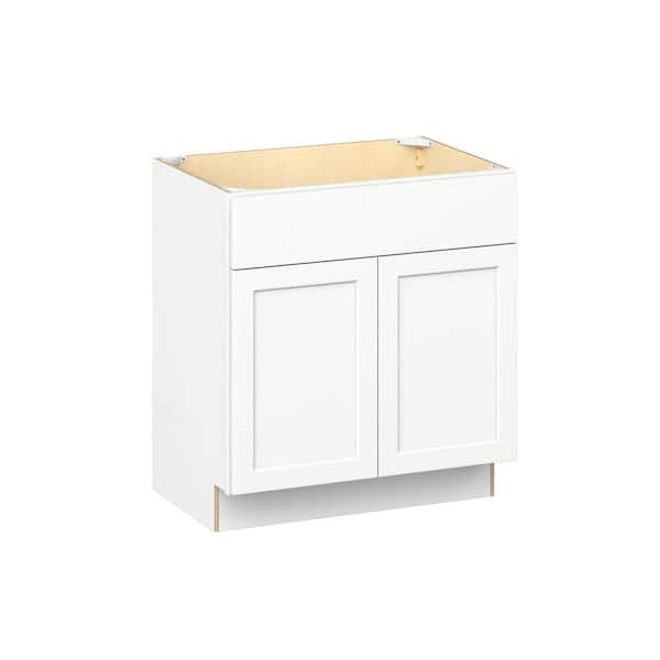 Emerson Pure White ADA Removable front Vanity Sink Ready to Assemble Kitchen Cabinet (30 in. W x 32.5 in. H x 21 in. D)