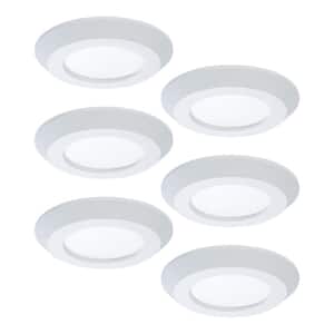 4 in. 2700K-5000K Selectable CCT Surface Integrated LED Downlight White Recessed Light with Round Trim, (6-Pack)