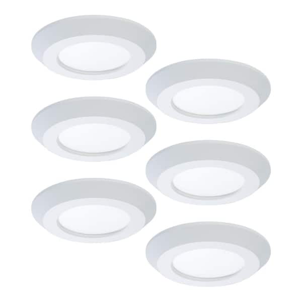 HALO 4 in. 2700K-5000K Selectable CCT Surface Integrated LED Downlight White Recessed Light with Round Trim, (6-Pack)