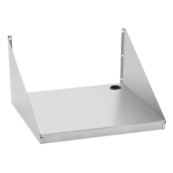 24 in. W x 18 in. D x 12 in. H Ready to Assemble Stainless Steel Wall Microwave Shelf in Silver