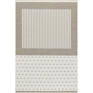 Ofeliya Beige 6 ft. 7 in. x 9 ft. Geometric Reversible Machine Washable Area Rug Area Rug