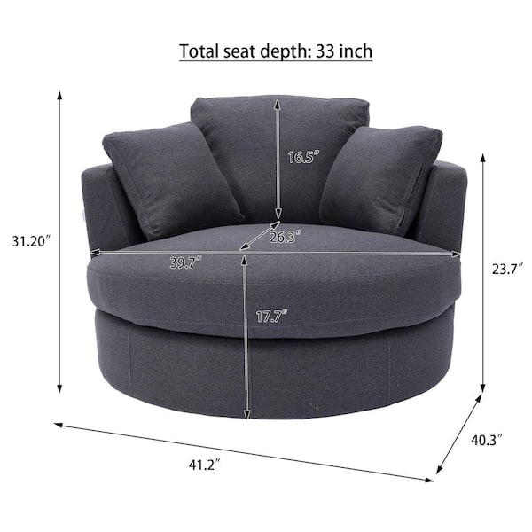 Magic Home 51 in. Swivel Accent Barrel Sofa Linen Fabric Lounge