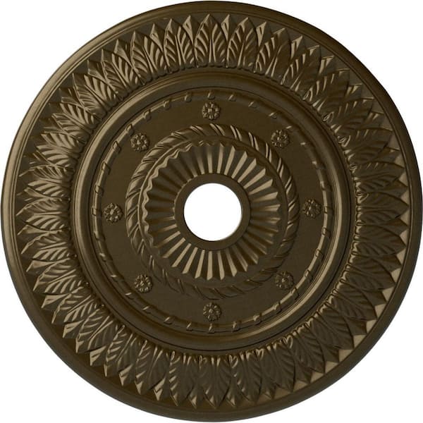 Ekena Millwork 1-1/8" x 26-3/4" x 26-3/4" Polyurethane Leaf Ceiling Medallion, Brass