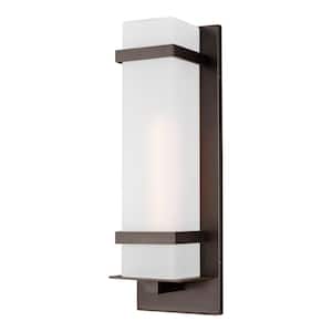 Alban 1-Light Antique Bronze Outdoor Wall Lantern Sconce with LED Bulb