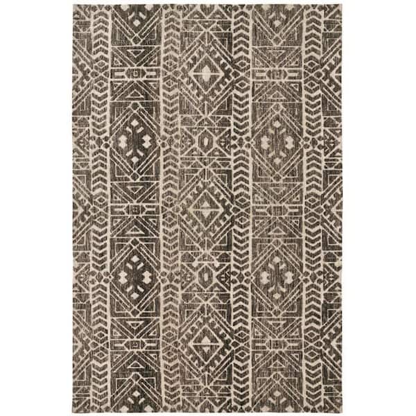 HomeRoots Gray, Ivory 4 ft. x 6 ft. Striped Area Rug