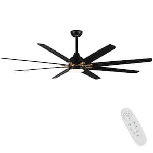 72 in. LED Indoor/Outdoor Antique Black Modern Ceiling Fan with Remote Control and 6 Gear Wind Speed, Reversible Fan
