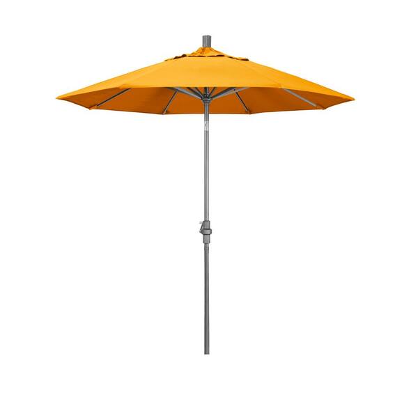 California Umbrella 7.5 ft. Hammertone Grey Aluminum Market Patio Umbrella Collar Tilt Crank Lift in Dandelion Pacifica Premium