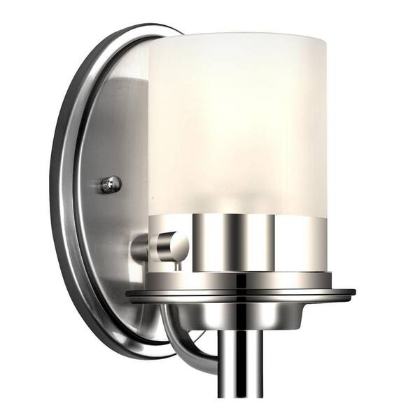 Runesay 5 in. 1-Light Brushed Nickel Transitional Wall Mount Sconce Light with Sand and Clear Glass Shades (2-Pack)