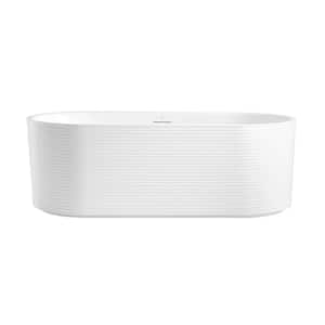 Felix 67 in. x 31.5 in Soaking Oval Fluted Bathtub with Overflow and Drain in White