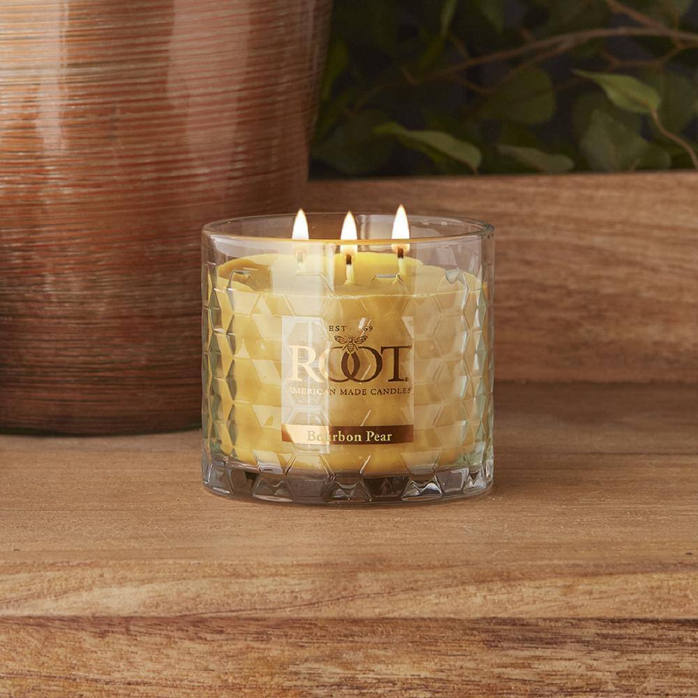 Bourbon Pear Scented Beeswax 3-Wick Honeycomb Jar Candle