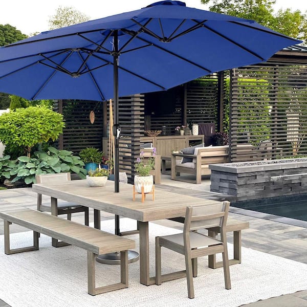 15 patio umbrella with table base ft Outdoor Double-Sided 48 Solar LED Lights and Umbrella Orange Transform your patio or poolside into the perfect venue for gatherings 15 ft. Large Patio Umbrella