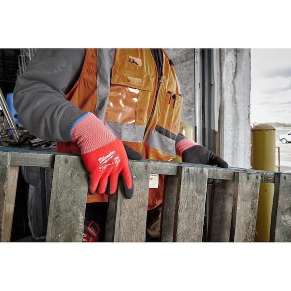 Work Gloves, Red Latex, Size S