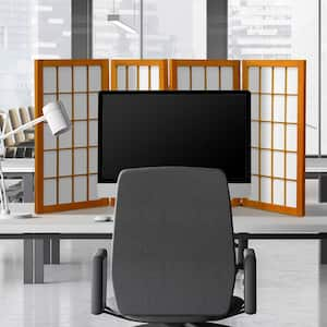 2 ft. Short Desktop Window Pane Shoji Screen - Honey - 4 Panels