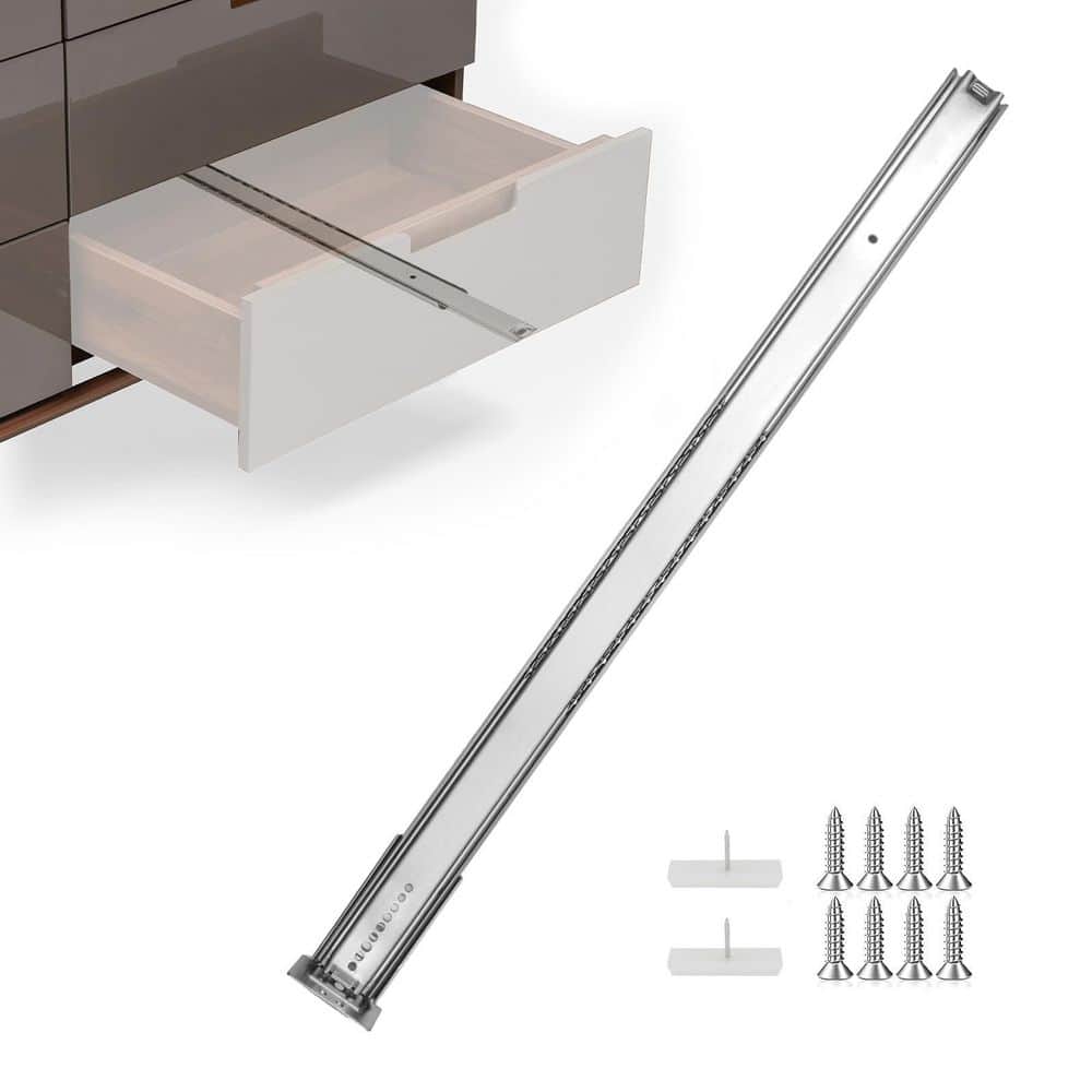 Heavy Duty 14 in. Zinc-Plated Steel Center Mount Undermount Soft-Close Drawer Slides 3/4 Extension 5 Pack price history on PriceWatchPro