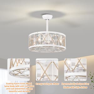 20.4 in. Indoor Matte White Rop Ceiling Fan with Remote Included