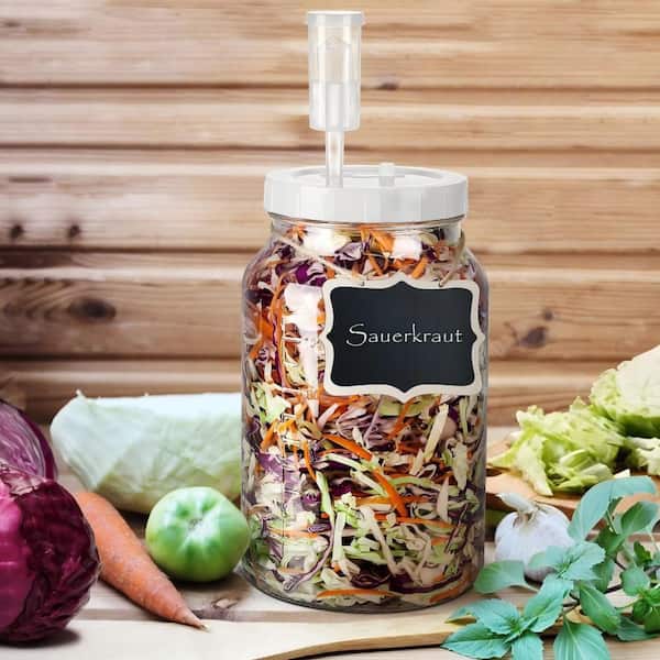 2-Piece Glass Fermentation Jar Set with Airlock Lids Gaskets, Wide Mouth 1 Gallon Brewing Kit for Kombucha Wine Pickling