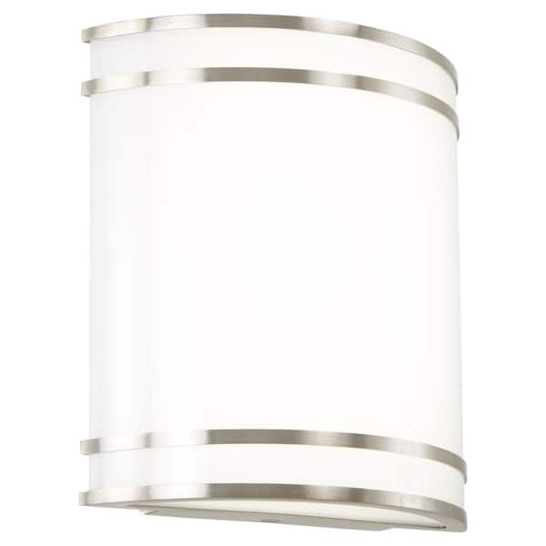 Minka Lavery Vantage 1-Light Brushed Nickel Dimmable CCT LED Wall Sconce with White Acrylic Shade