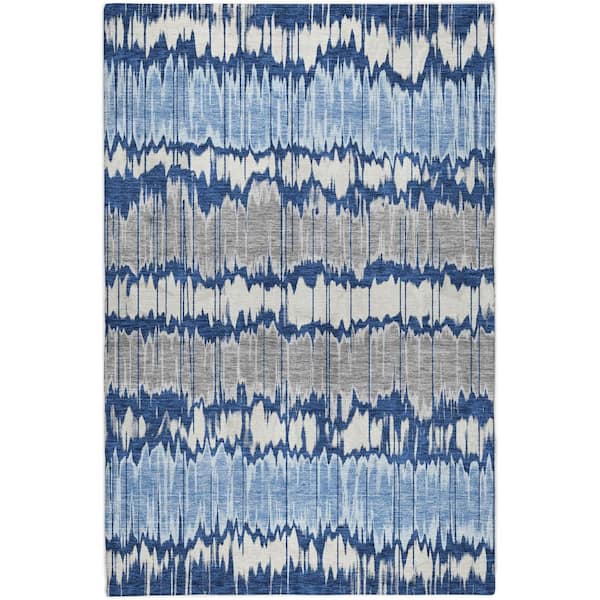 Dream Shag Premium Machine Washable Abstract ADS755 Navy 8 ft. x 10 ft. Area Rug