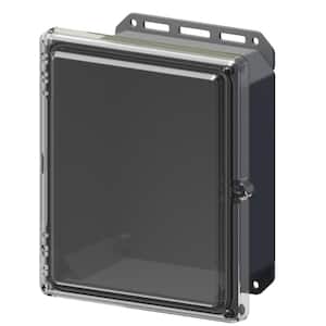 9.7 in. L x 8.2 in. W x 5.5 in. H Polycarbonate Clear Hinged Screw Top Cabinet Enclosure with Gray Bottom