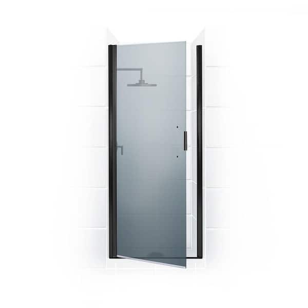 Coastal Shower Doors Paragon Series 23 in. x 65 in. Semi-Framed Continuous Hinge Shower Door in Oil Rubbed Bronze with Satin Etched Glass