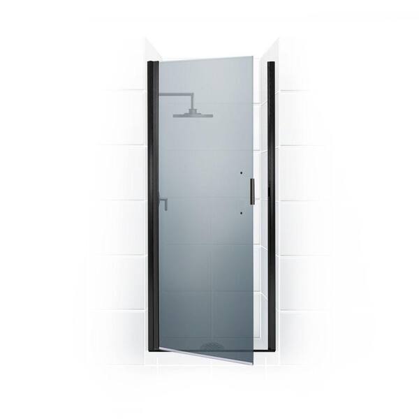 Coastal Shower Doors Paragon Series 28 in. x 74 in. Semi-Framed Continuous Hinge Shower Door in Oil Rubbed Bronze with Satin Etched Glass