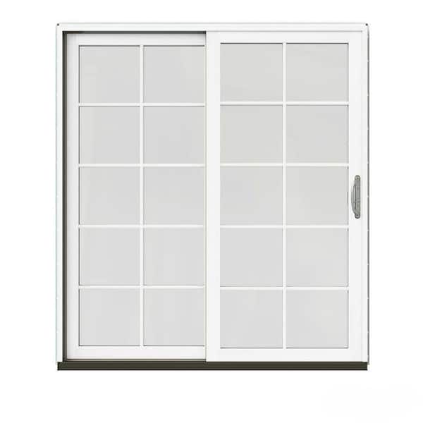 JELD-WEN 72 in. x 80 in. W-2500 Contemporary Red Clad Wood Left-Hand 10 Lite Sliding Patio Door w/White Paint Interior