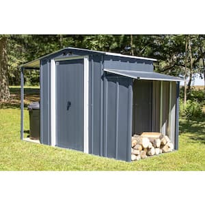 Metal 3-In-1 Utility Shed, 50 sq. ft., 10 ft. W x 5 ft. D, Includes Lockable Shed, Firewood Rack and Open-Air Extension