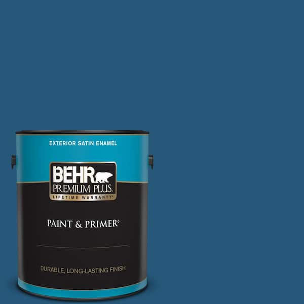 BEHR PREMIUM PLUS 1 gal. #S-H-560 Royal Breeze Satin Enamel Exterior Paint & Primer