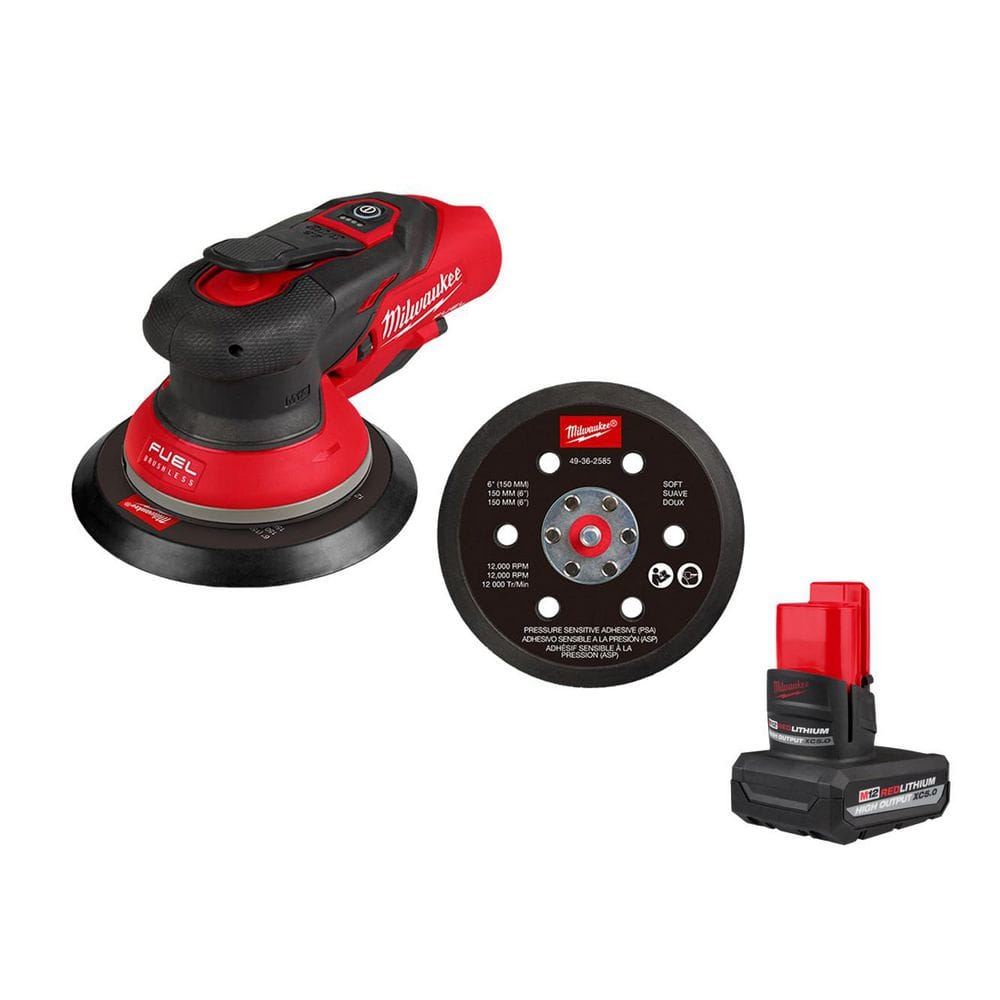 M12 FUEL 12V Lithium-Ion Brushless Cordless 6 in. Random Orbital Sander 3/32 in. with M12 5.0 Ah Battery price history on PriceWatchPro