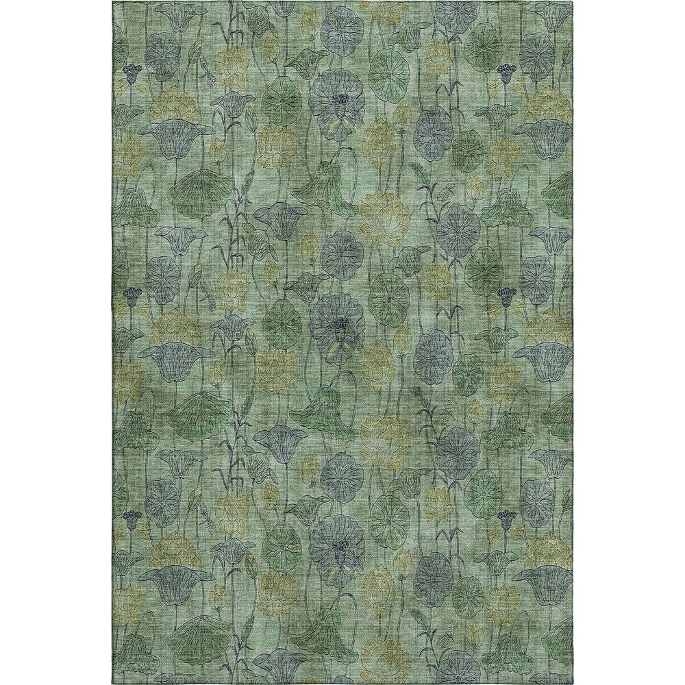 Mayfield Premium Machine Washable Abstract AMF2128 Aloe 9 ft. x 12 ft. Area Rug price history on PriceWatchPro