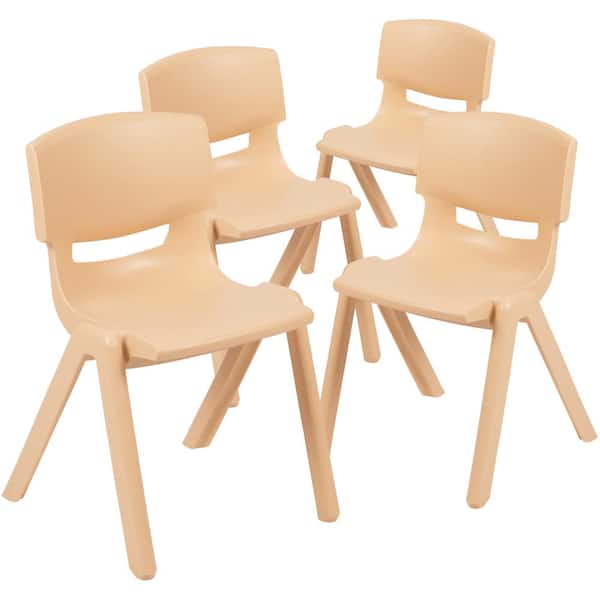 Carnegy Avenue 4 Pack Natural Plastic Stackable School Chair with 13.25" Seat Height