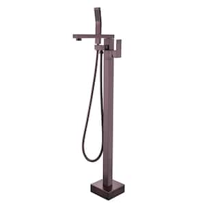 Free Standing Tub Faucets with Shower in Oil Rubbed Bronze, Single Handle Tub Fillers, Floor Mounted, 2.5 GPM