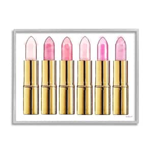 "Pink Gold Lipstick Glam Fashion Watercolor" by Amanda Greenwood Framed Abstract Wall Art Print 24 in. x 30 in.