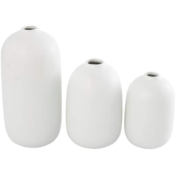 Litton Lane White Ceramic Decorative Vase (Set of 2) 041505 - The