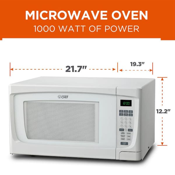 Commercial Chef 1.1 CU.FT Countertop Microwave Oven-White