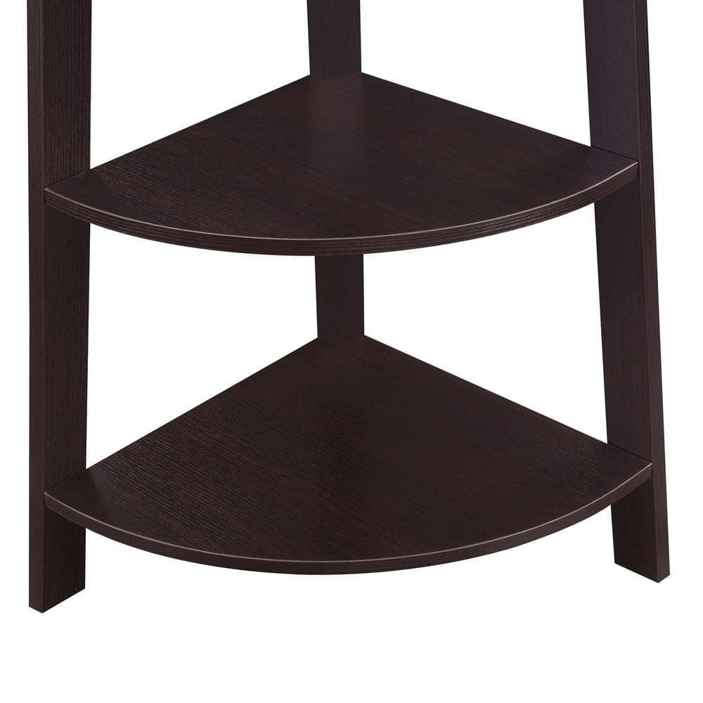 Espresso Wide Corner Wood Bookcase with 5 Tiers