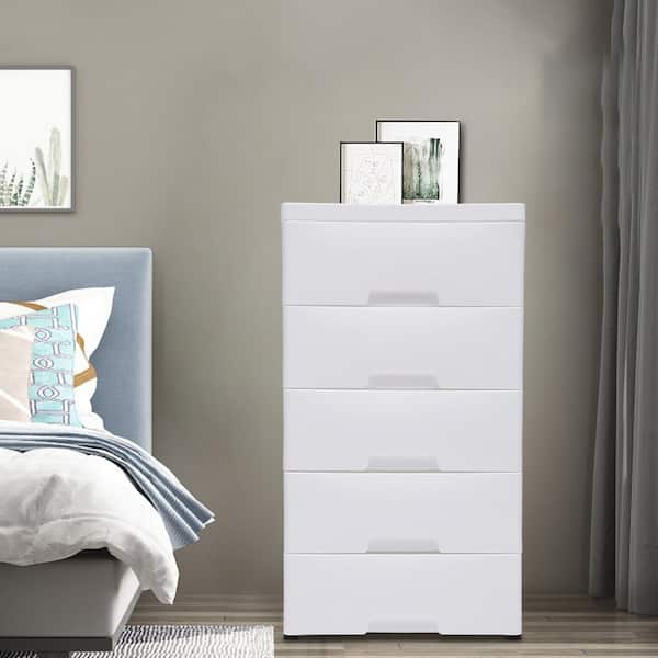 5 Drawer Dresser, Plastic Wide Chest of Drawers