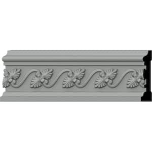 SAMPLE - 3/4 in. x 12 in. x 3-1/2 in. Urethane Diane Leaf and Ribbon Chair Rail Moulding